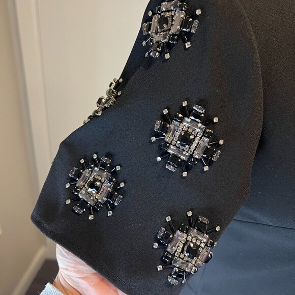 Michael Kors Black Embellished Sleeve Peplum Back Top, Size XS - Picture 6 of 15